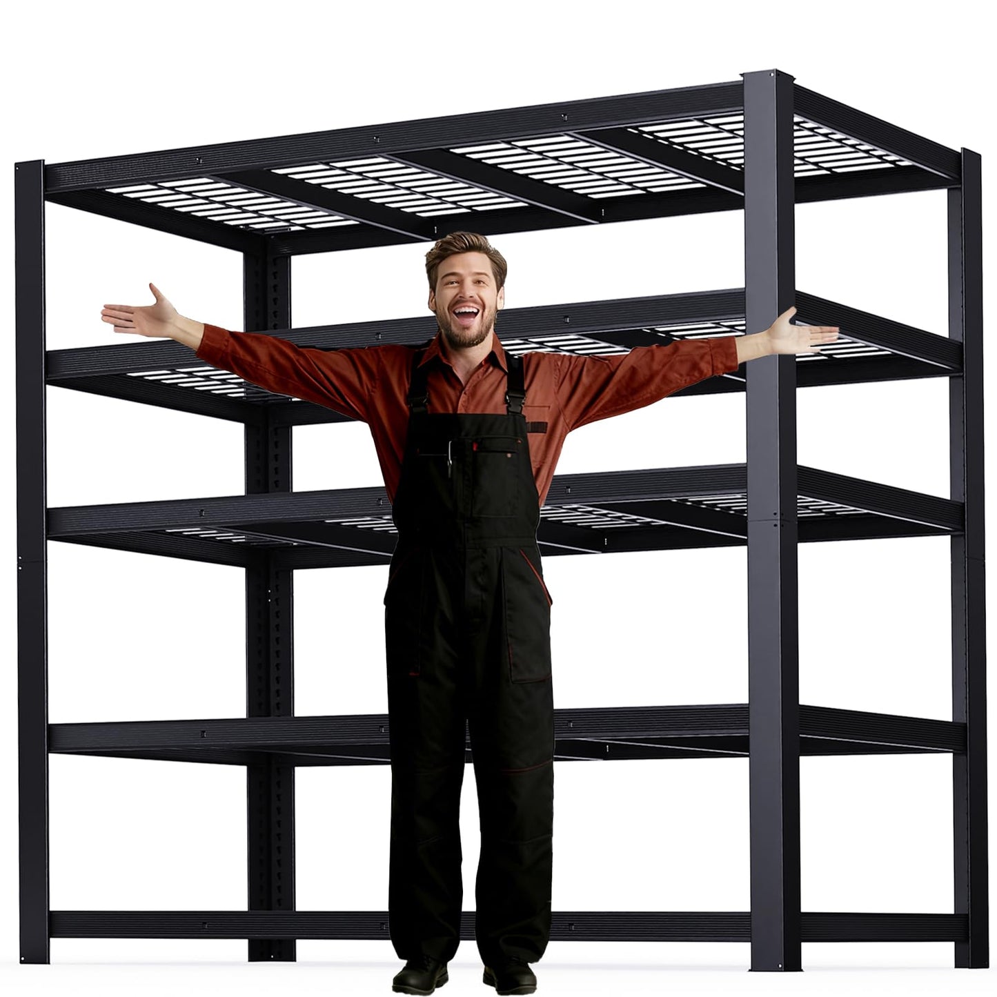 ZEUKMXOO 62" W 3050LBS Storage Shelves Unit,5 Tier Heavy Duty Metal Shelving Unit and Storage Large Rack,72" H x62 W x24 D Adjustable Metal Shelving Unit,Garage Shelves for Basement,Warehouse