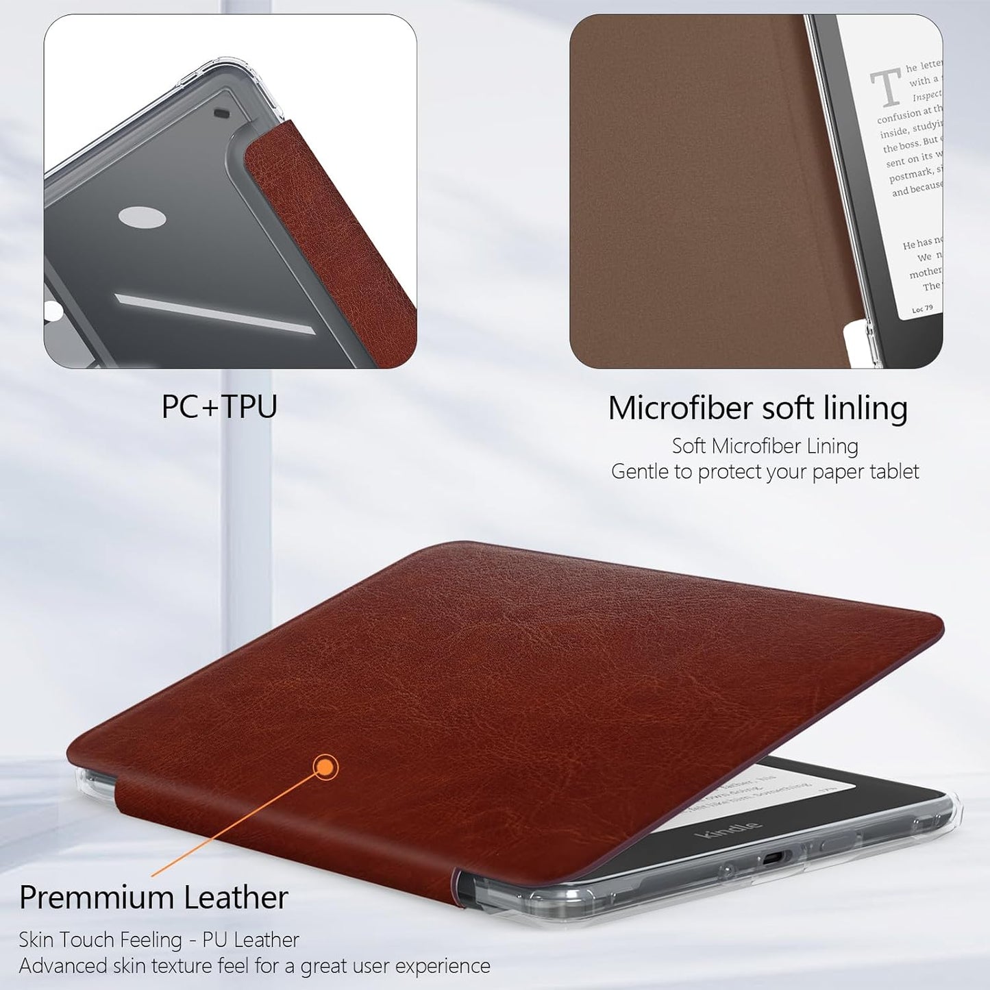 E NET-CASE 2024 (2025) 7 inch Case for All-New Released & Kindle Colorsoft Ebook Electronic Reader,Clear Back Shell