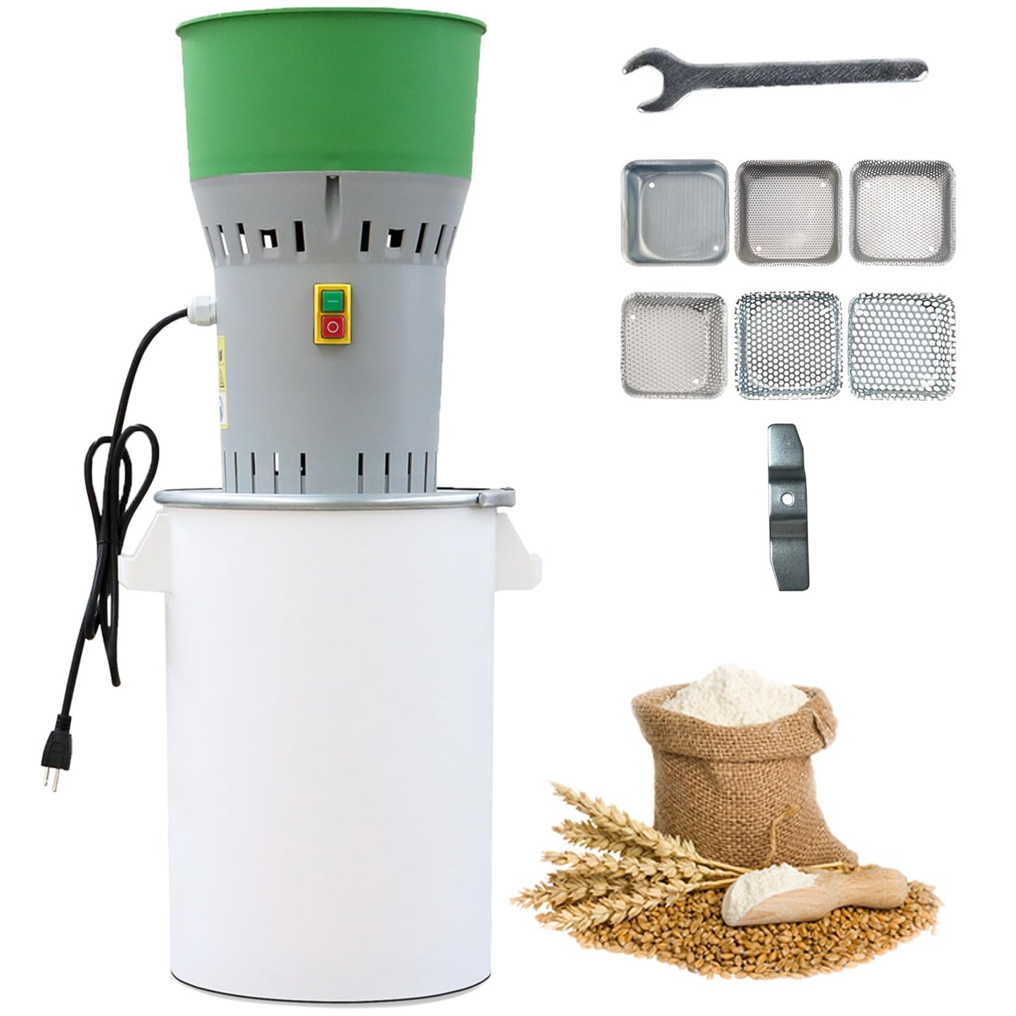 Grain Mill Grinder Agricultural Feed Grain Mill Grinder for Wheat Corn Soybean for Home Farm 6 Sizes Sieves (50L)