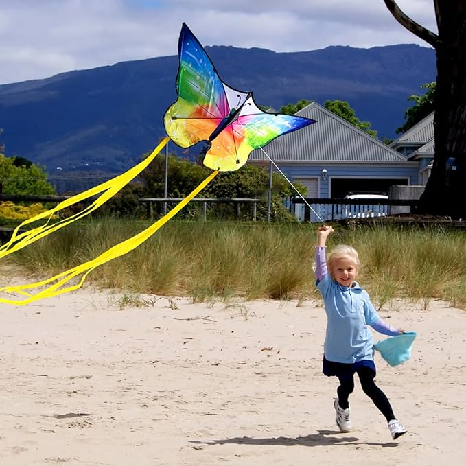 Large Butterfly Kite for Adults and Kids Ages 4-8 & 8-12 Easy to Fly, 55''X28'' Single Line Kite for Outdoor, Park or Beach.