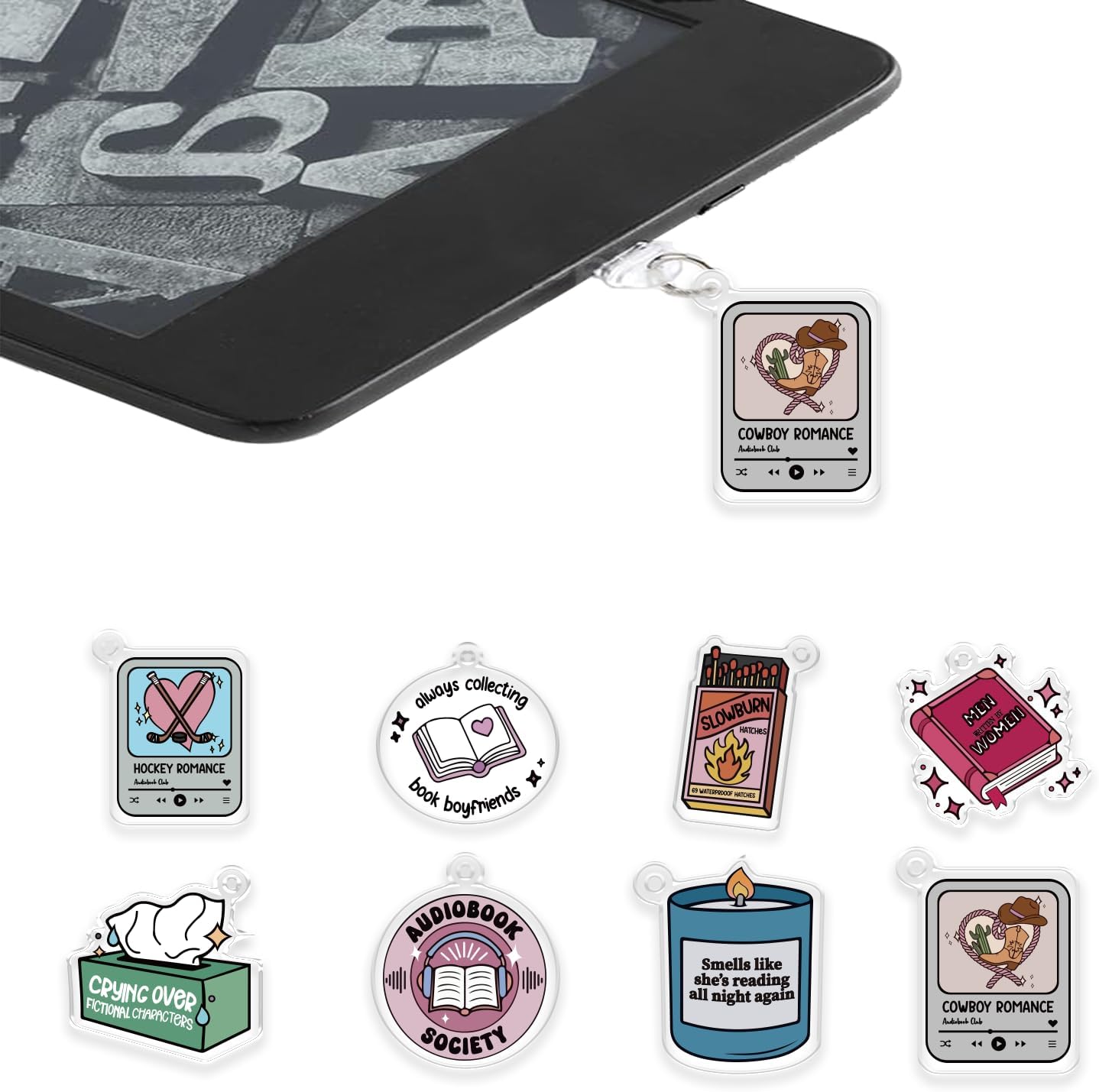 CuddleJunk Dust Plug Charms for Kindle, Book Lover Theme Kindle E-Reader Accessories Charm,Cute Type C/USB C Dust