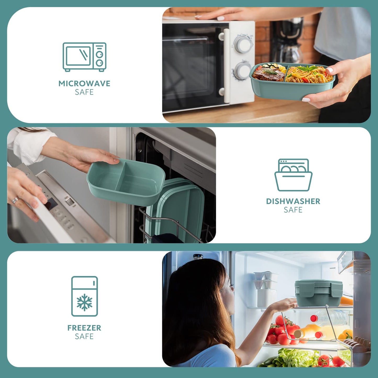 HOMETALL Adult Lunch Box,3 Stackable Bento Lunch Containers for Adults, Modern Minimalist Design Bento Box with Utensil Set, Leak-Proof Lunchbox for Dining Out, Work, Picnic