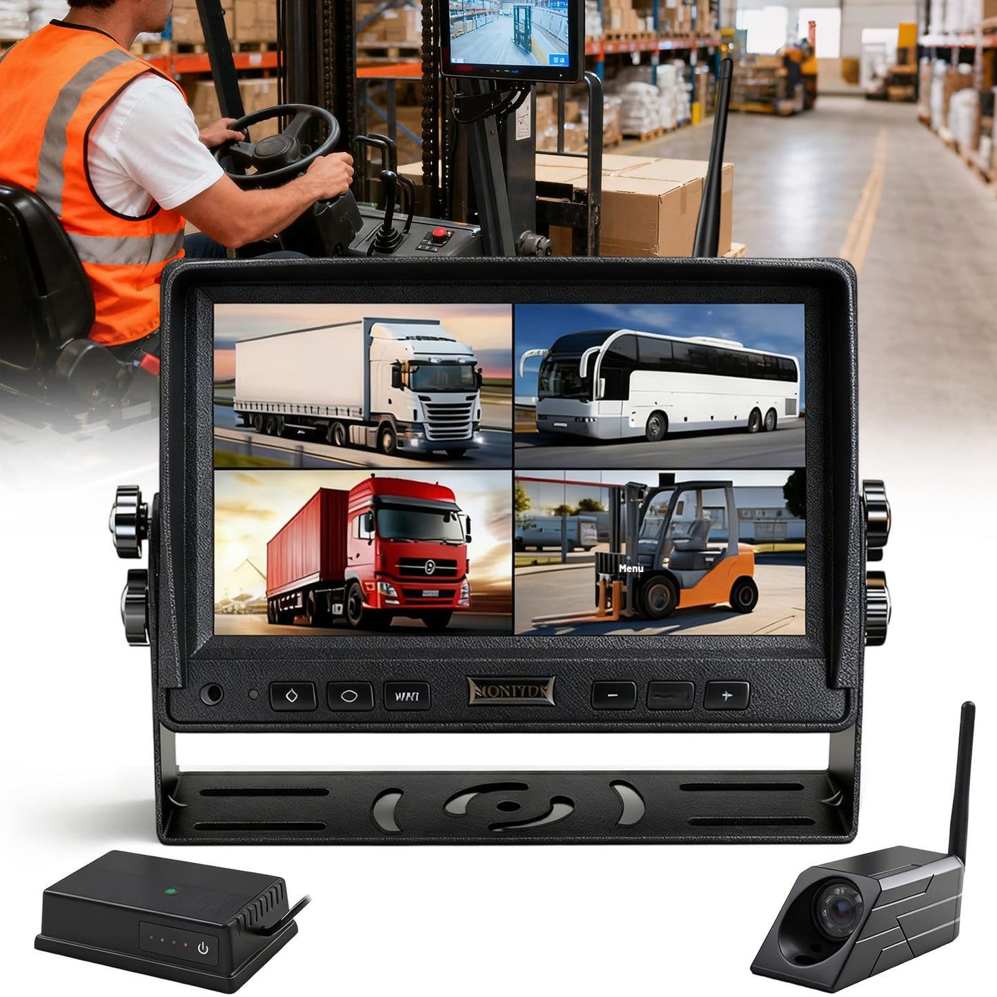 HAONINYUE HD 720P Wireless Camera with 7-inch Display, Supports Video Recording, for Trailer/RV/Truck/Car/Tractor ACT501/forklift