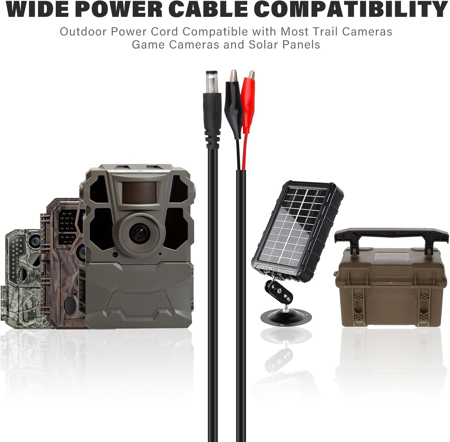 KSK 79-inch (2 Pack Clips,5.5x2.1mm Trail Camera Power Cord with Alligator DC External Power Cable,Compatible