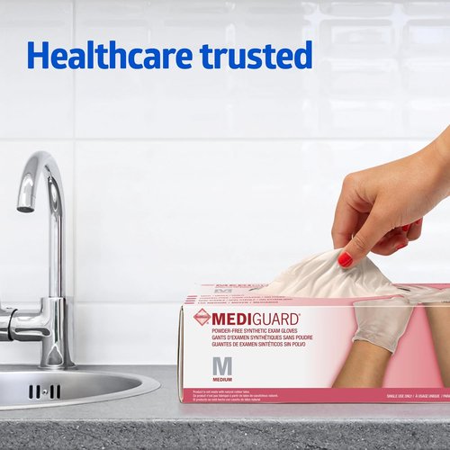 Medline MediGuard Vinyl Exam Gloves - Powder-Free, Disposable, Medium Size, 150 Count, Latex-Free