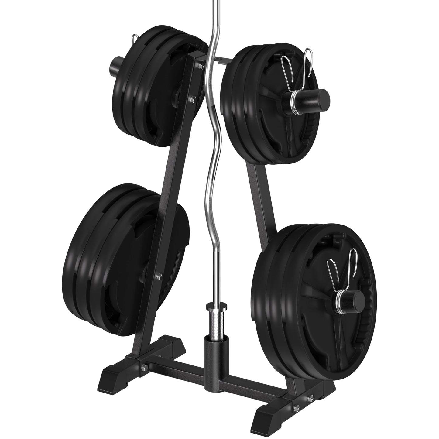 CHICAURA Weight Plate Tree, Universal 1" & 2" Olympic Weight Rack for Plates, A-Frame Bumper Plate Storage with Barbell Holder, 560 LBS Weight Holder Stand for Home Gym