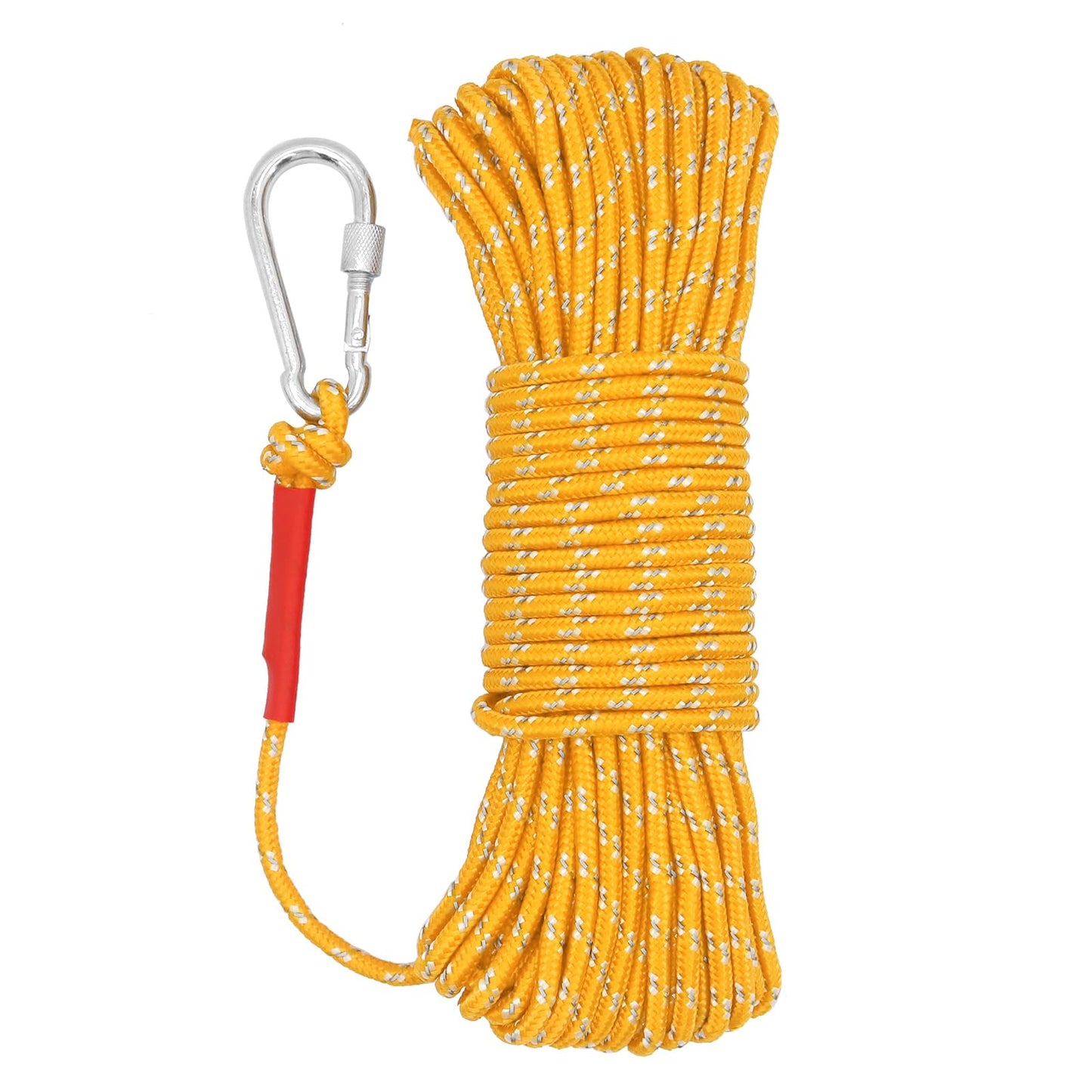 NewDoar 6mm Marine Floating Rope High-Strength Braided Reflective Anchor Mooring Rope with Hook 10M 20M 30M 50M Dock Lines for Boating,Camping,Anchoring, Fishing,Mooring,Tent Canopy-Yellow/10M