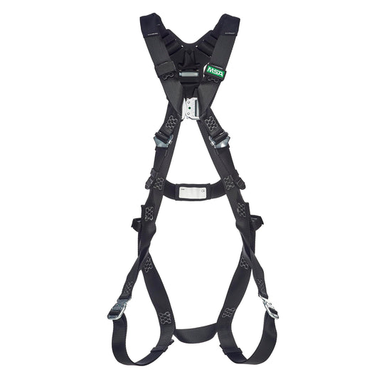 MSA 10252212 V-Form Arc Flash Full-Body Harness, Standard Size, Back D-Ring, Steel Hardware, Quick-Connect Leg Straps, Adjustable Torso, 400 Lb Weight Capacity