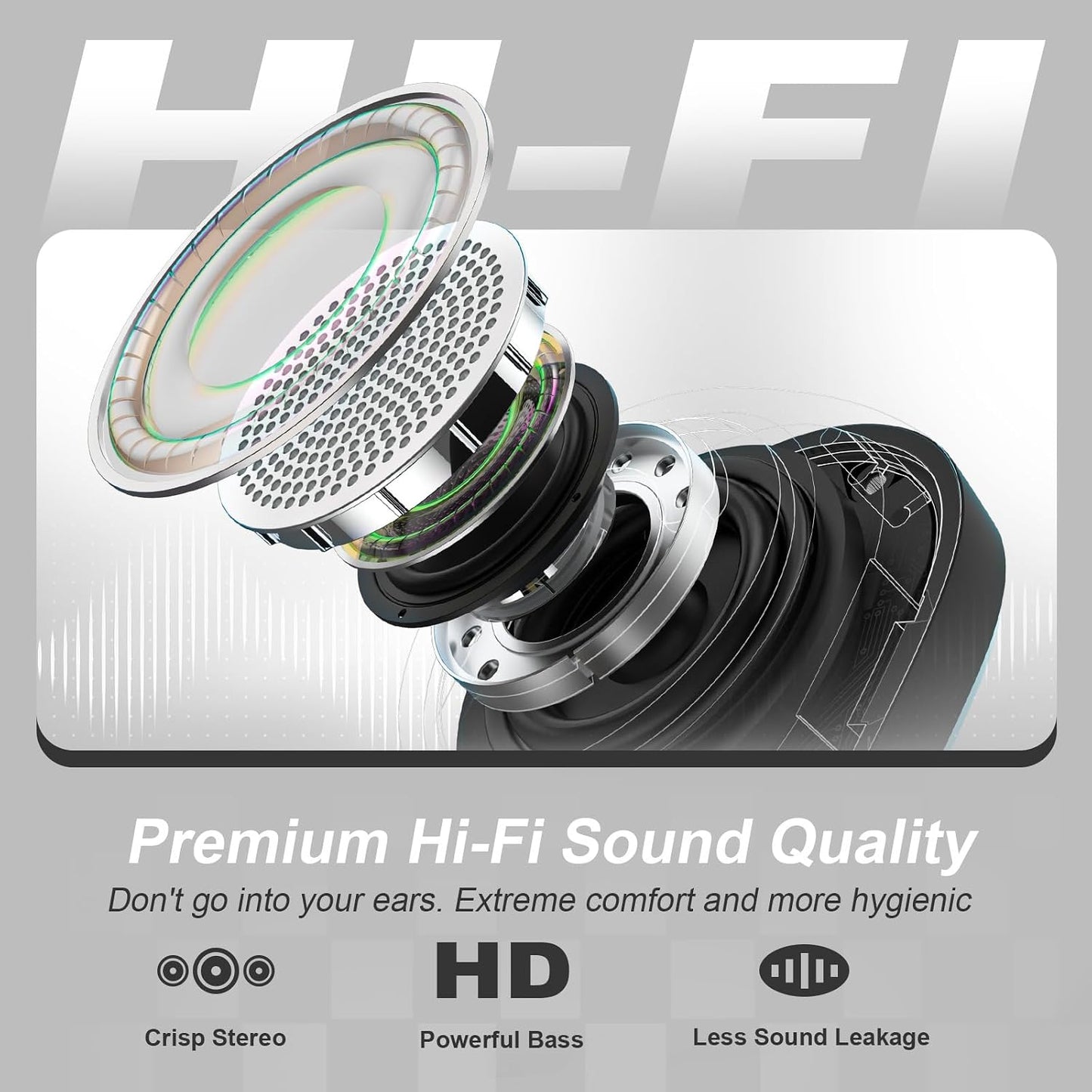 5.3 60H IP66, TTQ Open Ear Headphones, Bluetooth Open Ear True Wireless Earbuds, Sports Earbuds with Earhooks