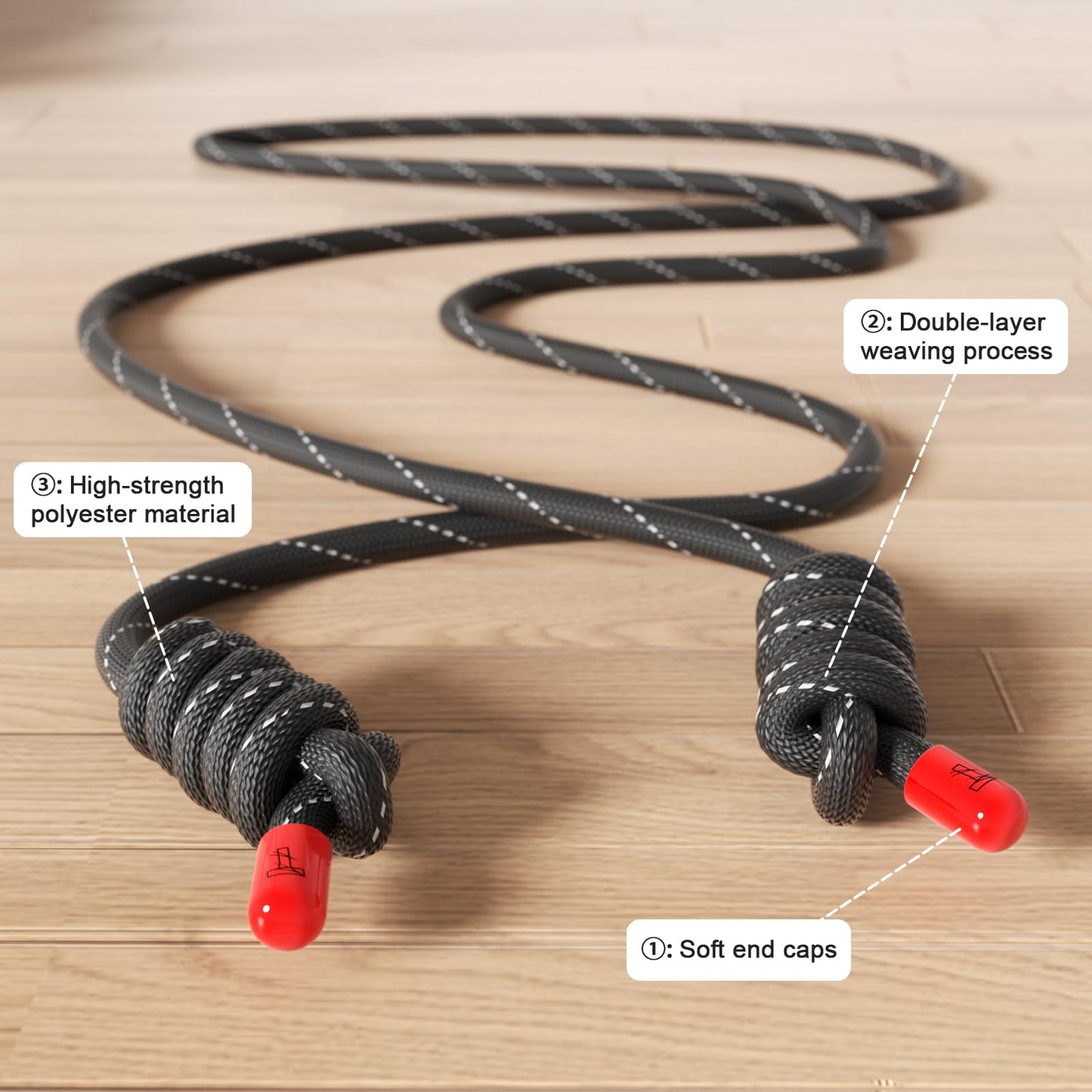 Flow Rope Exercise Jump Rope For Fitness, Working Out, Flow with 9 Ft Adjustable Double Woven Workout Rope For Men, Women, Beginners' Training – Indoor & Outdoor Cardio