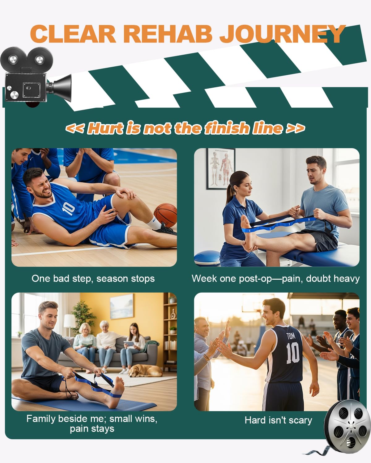 Trideer Stretching Strap for Physical Therapy, Non-Elastic Yoga Strap with 10 Loops, Durable Nylon Stretch Bands for Exercise, Pilates, Gymnastics, Leg Stretcher with Guidance