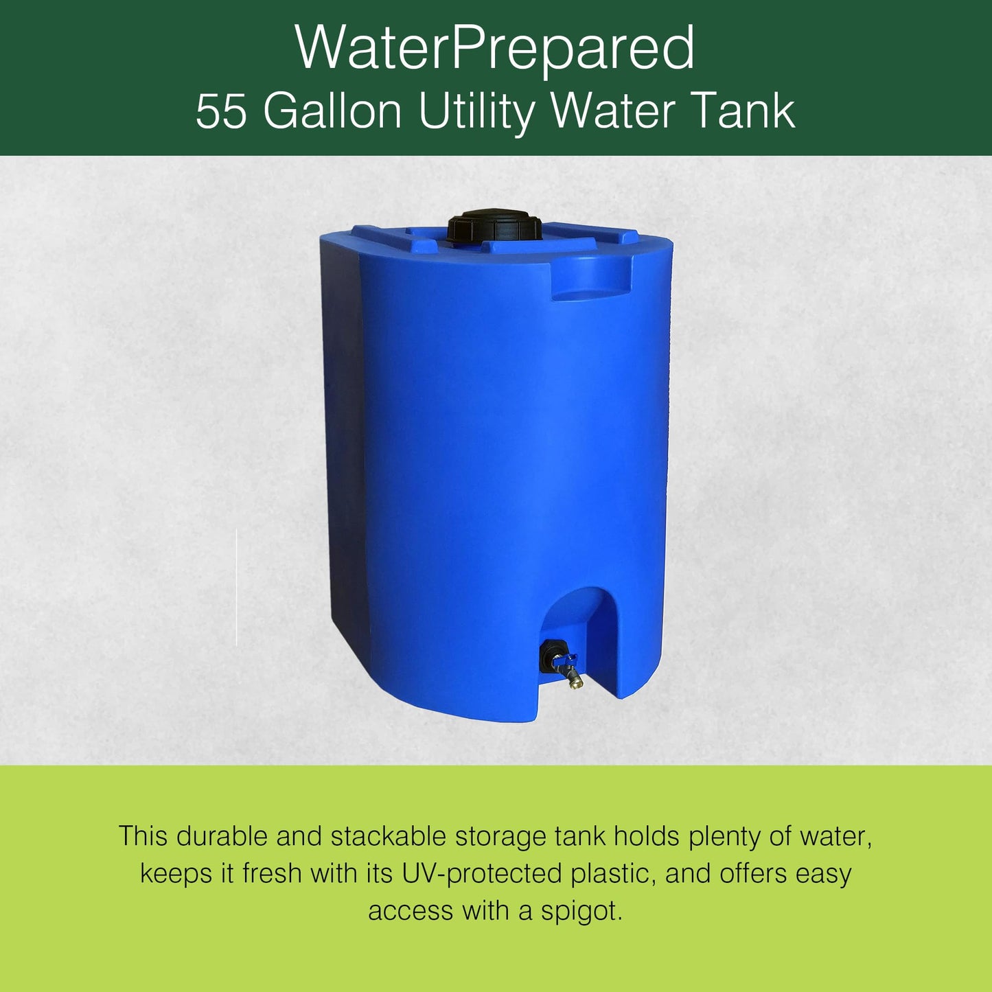 WaterPrepared 4 Pack Water Tank, Rain Barrel Storage, Stackable Drum, 55 Gallon
