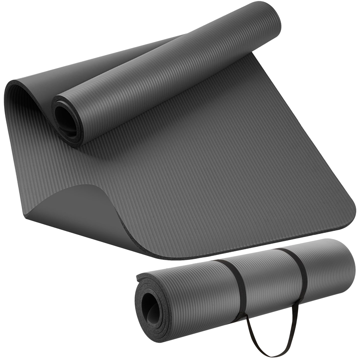 KEEP Extra Thick NBR Yoga Mat for Women & Men, 15mm Thick, 72”x32” Large Exercise Mat with Non-Slip Workout Mat for Yoga, Pilates, Stretching, Meditation – Wide & Cushioned Fitness Mat,Grey