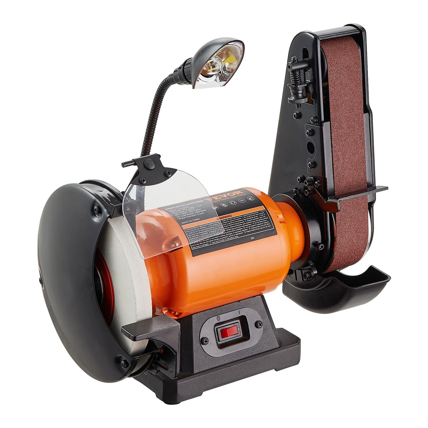 VEVOR 8 Inch Bench Grinder, Bench Grinder Sander with 2 x28 Inch Belt Sander Combo and 2.5A Induction Motor for Metalworking Sharpening Grinding