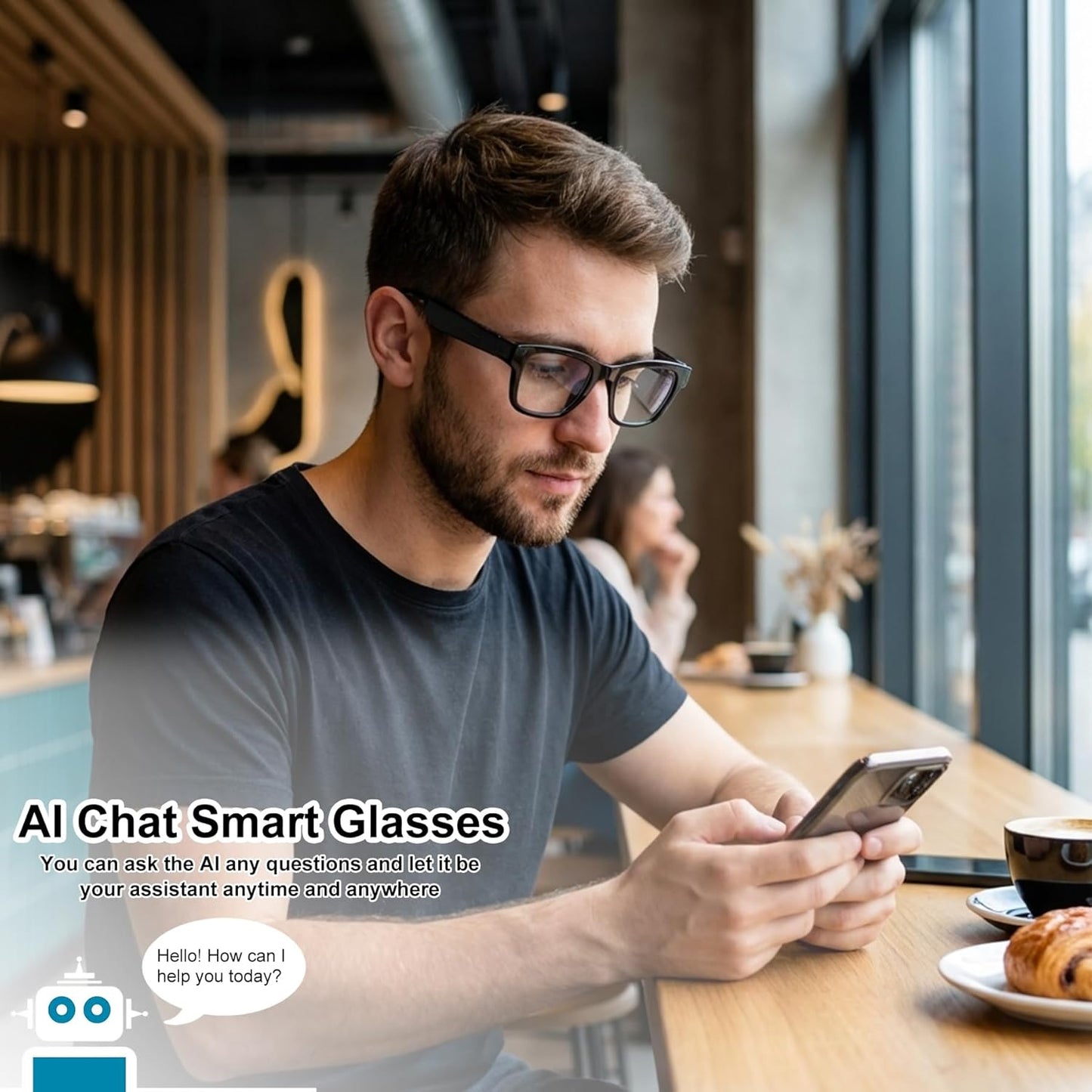 XOOMEER 160+Languages AI Smart Glasses with Color-Change Lenses Bluetooth Glasses for Men Women with Translation Voice