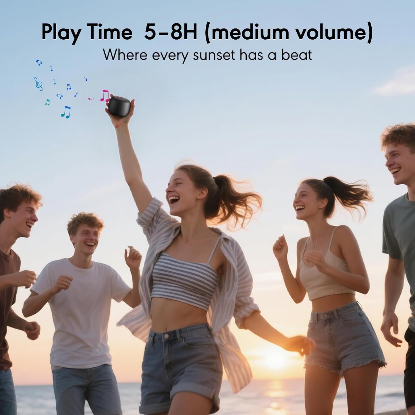 MOMOHO 5.4 10H Portable Bluetooth Speaker, Ultra Compact with Bluetooth & TF Card Slot | Playtime, TWS Stereo