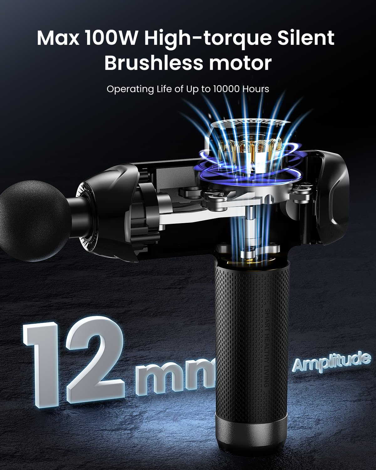 RENPHO Power+ Thermacool Massage Gun with Heat and Cold, Fathers Day Dad Gifts, 12mm Amplitude Deep Tissue Percussion Massager for Professional Athletes, App Controlled Guided Courses, 6 Speeds