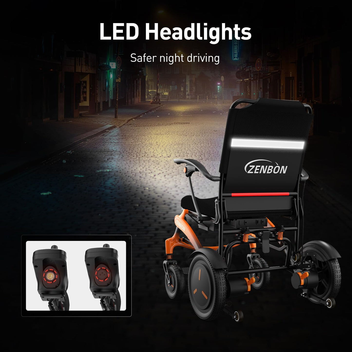 Carbon Fiber Electric Wheelchair for Adults ZENBON, 15 Miles Cruise Range Foldable Powered Wheelchair, Intelligent Motorized Wheelchairs for Seniors, Portable All Terrain Electric Mobility Chair 681A