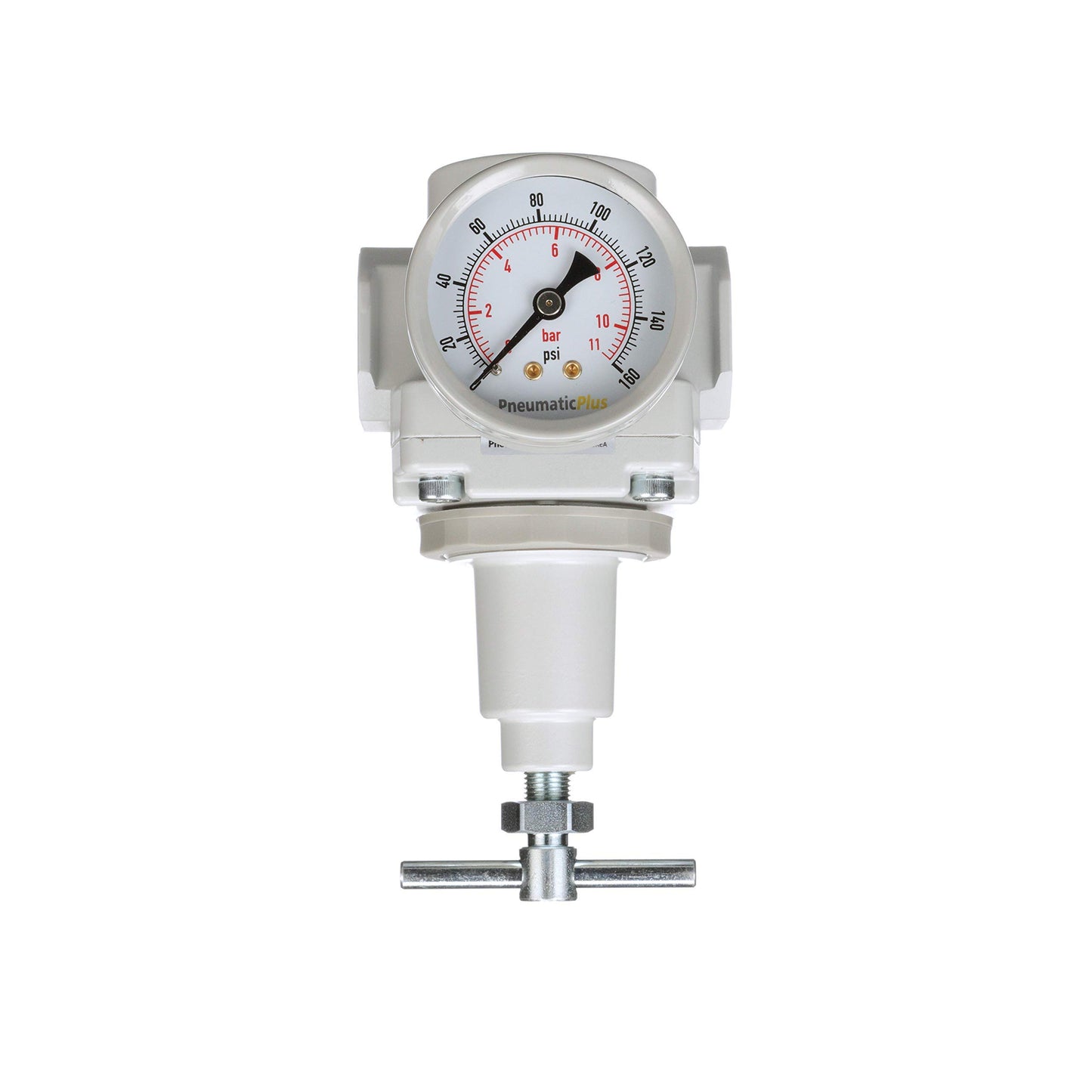 PneumaticPlus SAR400T-N04BG Compressed Air Regulator 1/2" NPT, T-Handle, Gauge & Bracket