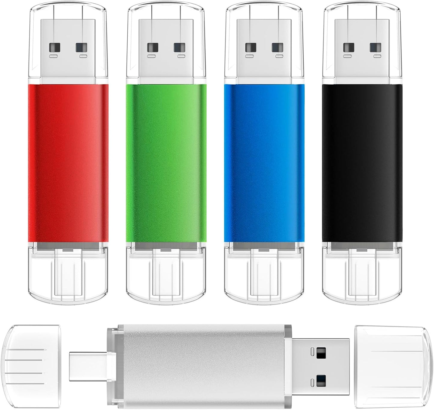 AreTop 16GB 2.0 16GB 2-in-1 16/15, 5 Pack USB C Thumb Drive USB Dual Flash Drive USB Drive Portable Type-C Memory Stick
