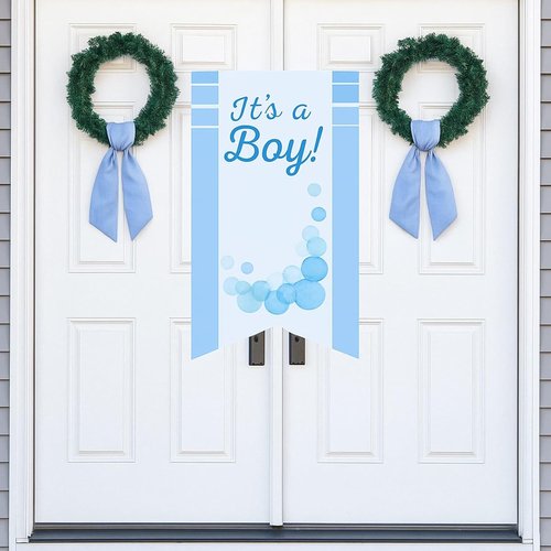Blue Striped Wreath Ribbon Set by [Brand Name] - 2 Pack, 5.12" Wide x 54.33" Each | Perfect for Baby Boy Shower Decorations