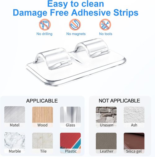 Hetyue Heavy-Duty Outdoor String Light Hooks - 66Pcs Waterproof Adhesive Clips for Christmas Lighting