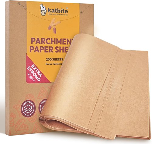 Katbite Unbleached Parchment Paper - 200 Pcs 12x16 In Macaron Sheets for Baking & Cooking