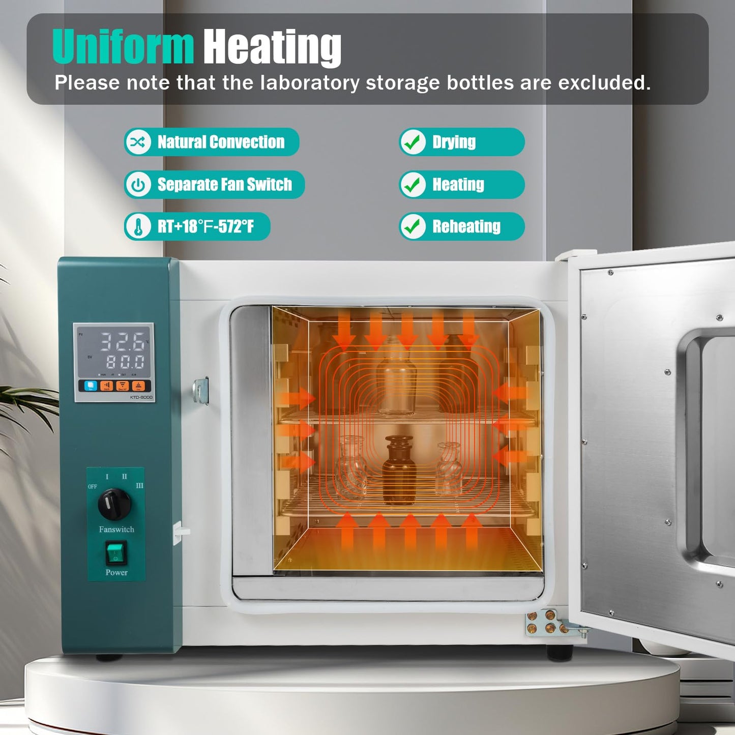 Liffshsy 110V 1000W Horizontal Electric Blast Drying Oven, Digital Lab Convection Drying Oven with Intelligent Temperature Controller Forced Air Convection 12Gal for Industrial Schools