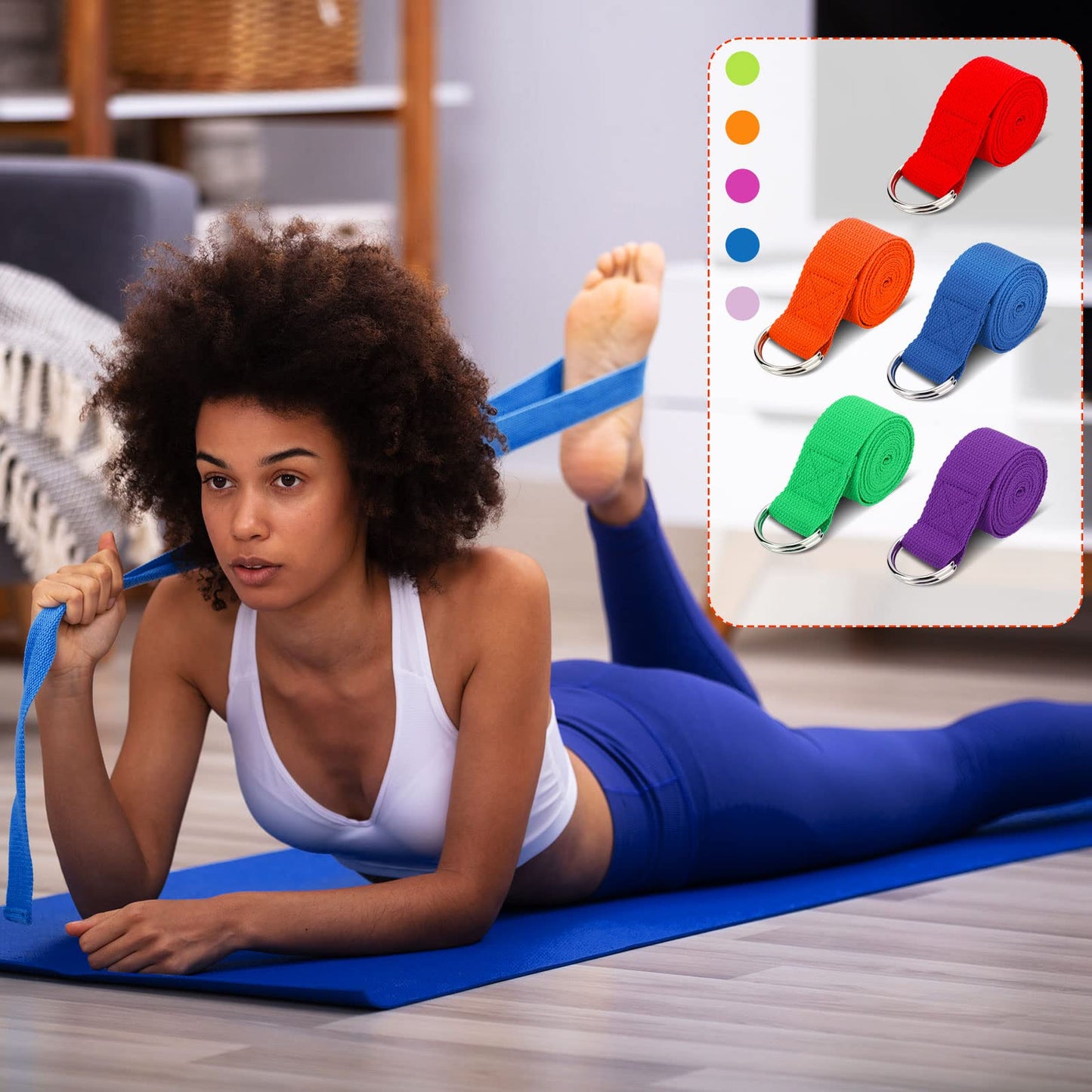 Jerify 10 Pcs Yoga Strap for Stretching Bulk 6ft Exercise Stretch Band with Metal D Ring Adjustable Pilates Non Elastic Yoga Belt for Women Men Physical Fitness Gym Workout Dance (Multicolor)