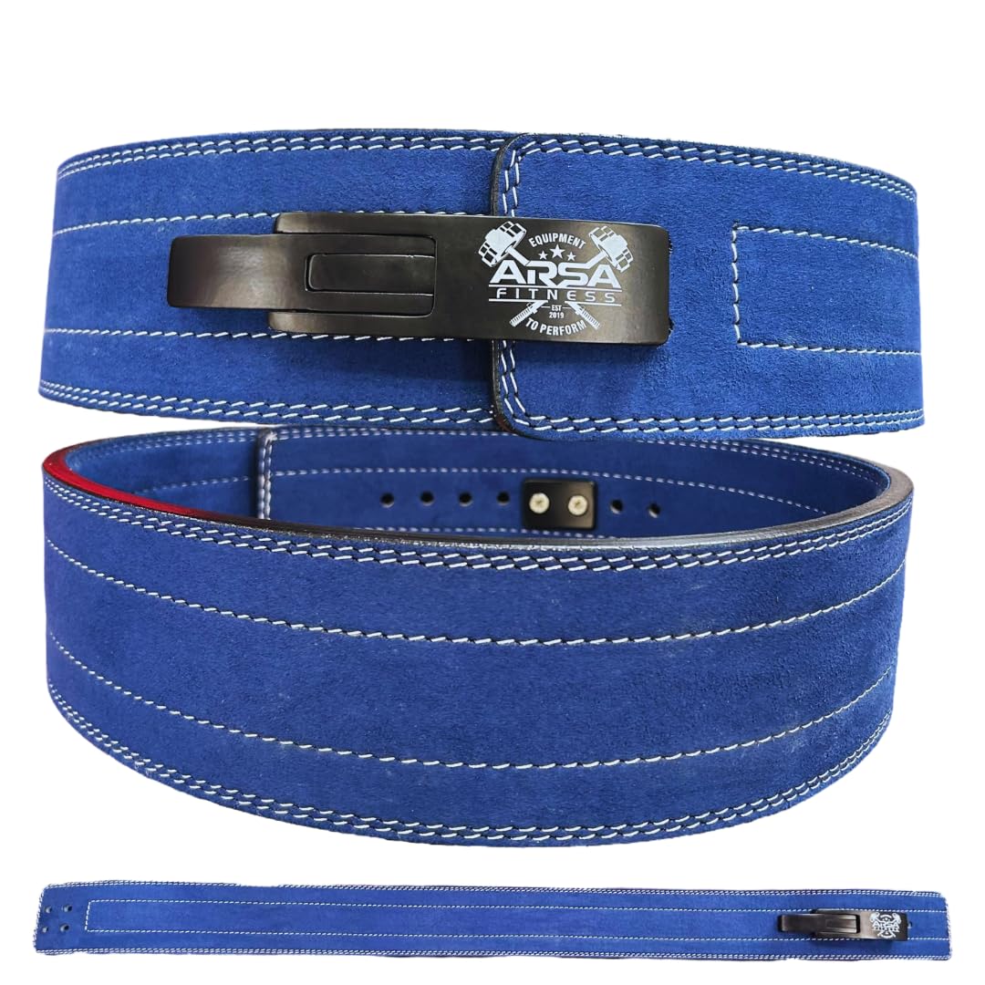 Arsa Fitness Weightlifting Adjustable Lever Belt for Men & Women Real Suede Hide Leather for Powerlifting Back Support Workout Deadlifts Squats 10MM Thickness 4" Width (GREEN, Small)
