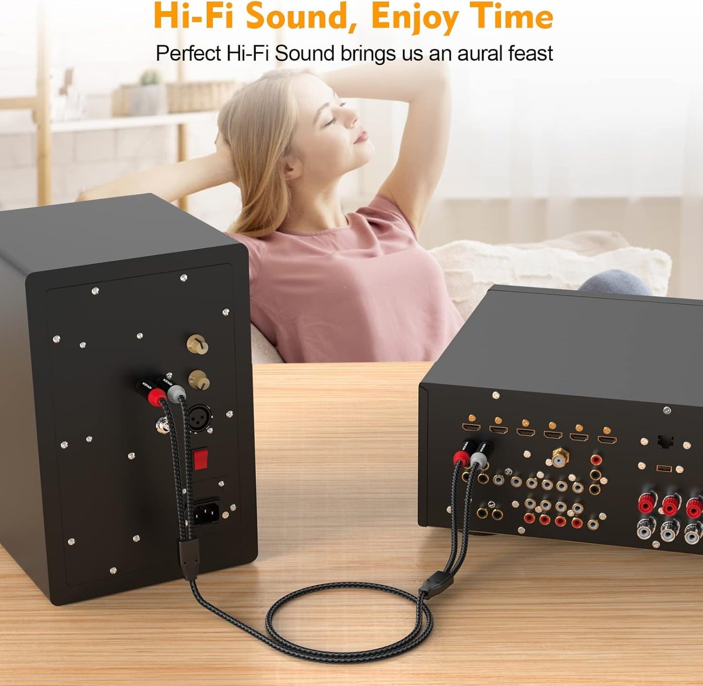3.3ft 2 Pack[Hi-Fi 2-Male 2-Male HOSONGIN RCA Cables Sound, Nylon Braided, Shielded], to RCA Audio Stereo Subwoofer