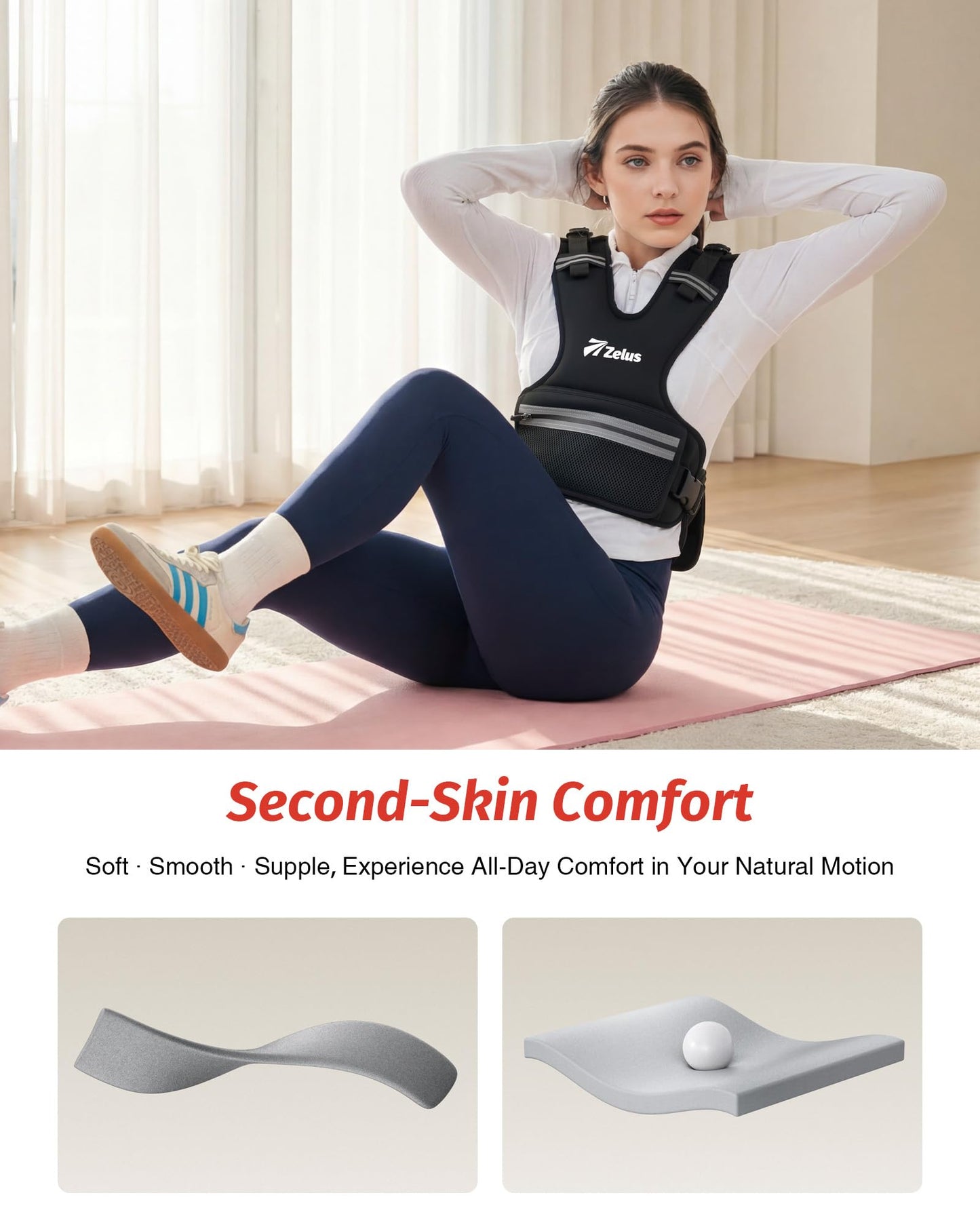 ZELUS Weighted Vest Women, 8-14lb/9-15lb/11-20lb/20-32lb Z-Fit Adjustable Weighted Vest for Women Men with 6 Removable Weights, Shoulder & Waist Adjustable Weight Vest for Training Walking Yoga