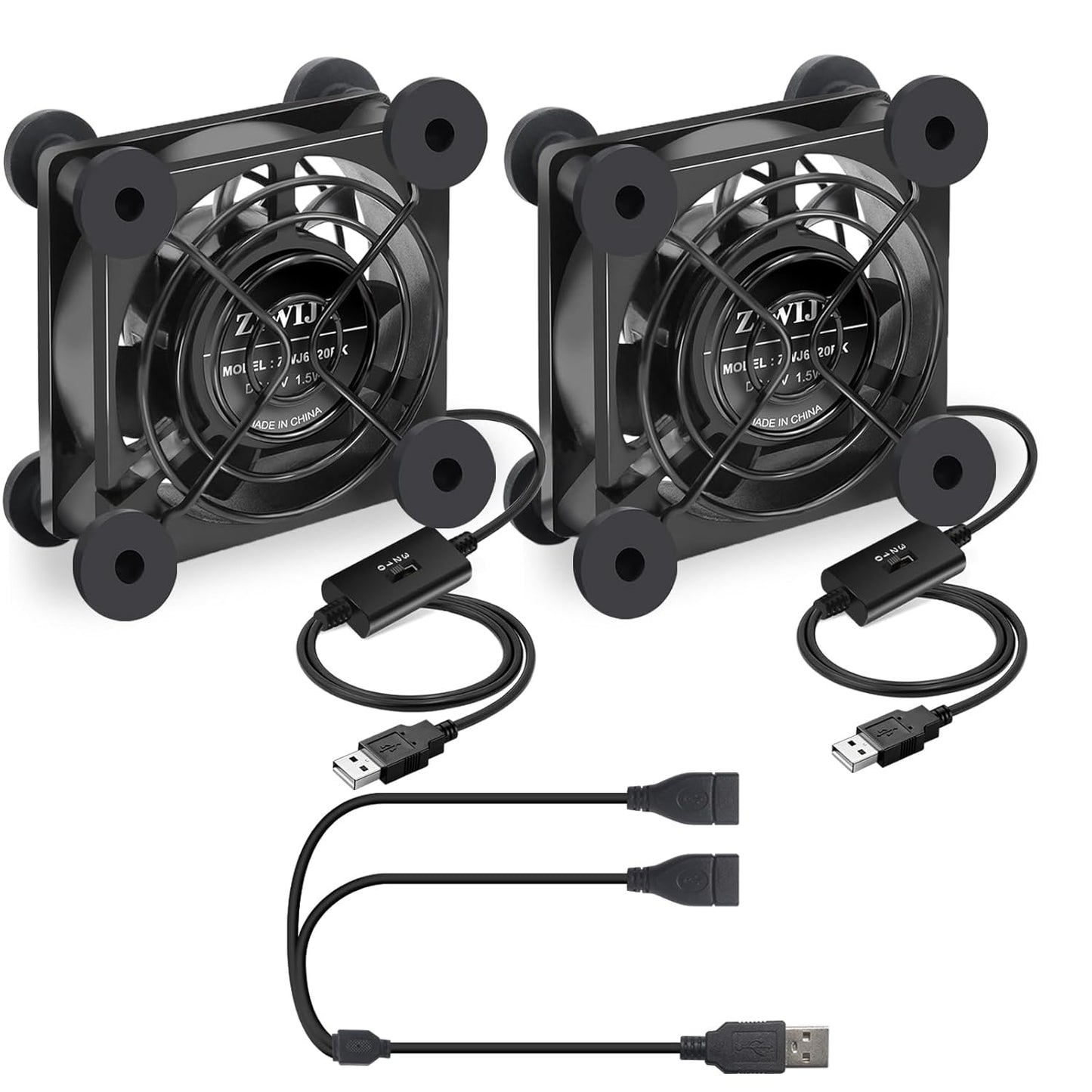 ZIWIJE 2Pack 80mm, 3 5V Quiet USB Fan Speeds Controller USB Cooling Cooler Silent Computer Fan for Router DVR