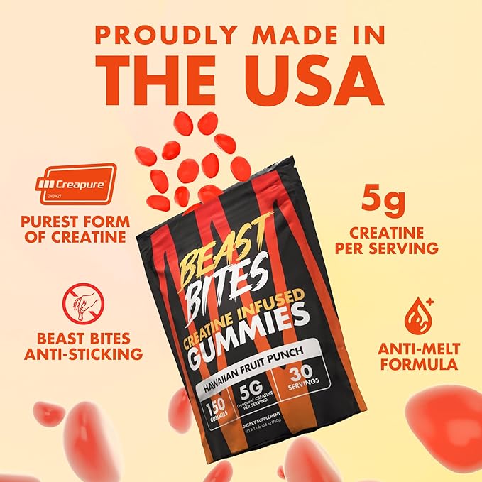 Creatine Infused Gummies - 5g Creapure Creatine Monohydrate Per Serving - NSF Certified for Sport - 30 Servings