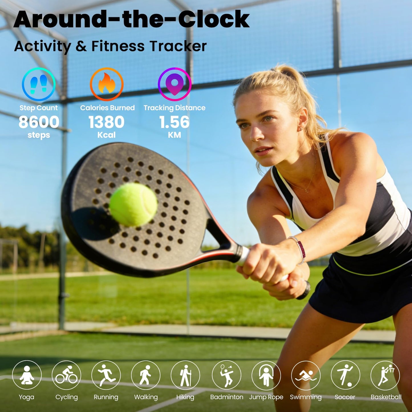 Smart Bracelet for Women, Activity FitnessTrackers Bracelet,Sleep Tracker Smart Band,Red Jewelry Health Bracelets with 24/7Heart Rate Monitor,HRV,Blood Oxygen,Stress,Women's Health Tracking,Free APP