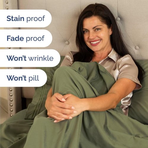 Comfy Twin Size 3 Piece Sheet Set by [Brand Name] - Breathable & Cooling Hotel Luxury Bedding - Deep Pockets, Soft & Wrinkle-Free in Sage Green