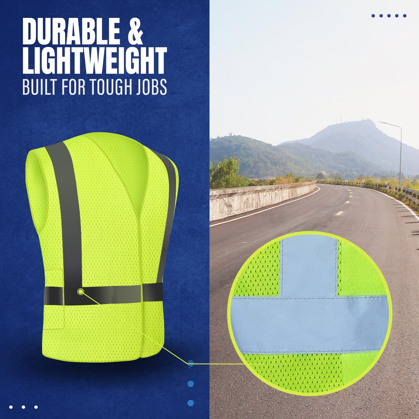 NYOrtho High Visibility Reflective Safety Vest – ANSI/ISEA Class 2 – Neon Yellow Mesh Vest for Men & Women – Adjustable Fit 32"-44" – Lightweight Hi Vis Construction & Traffic Gear