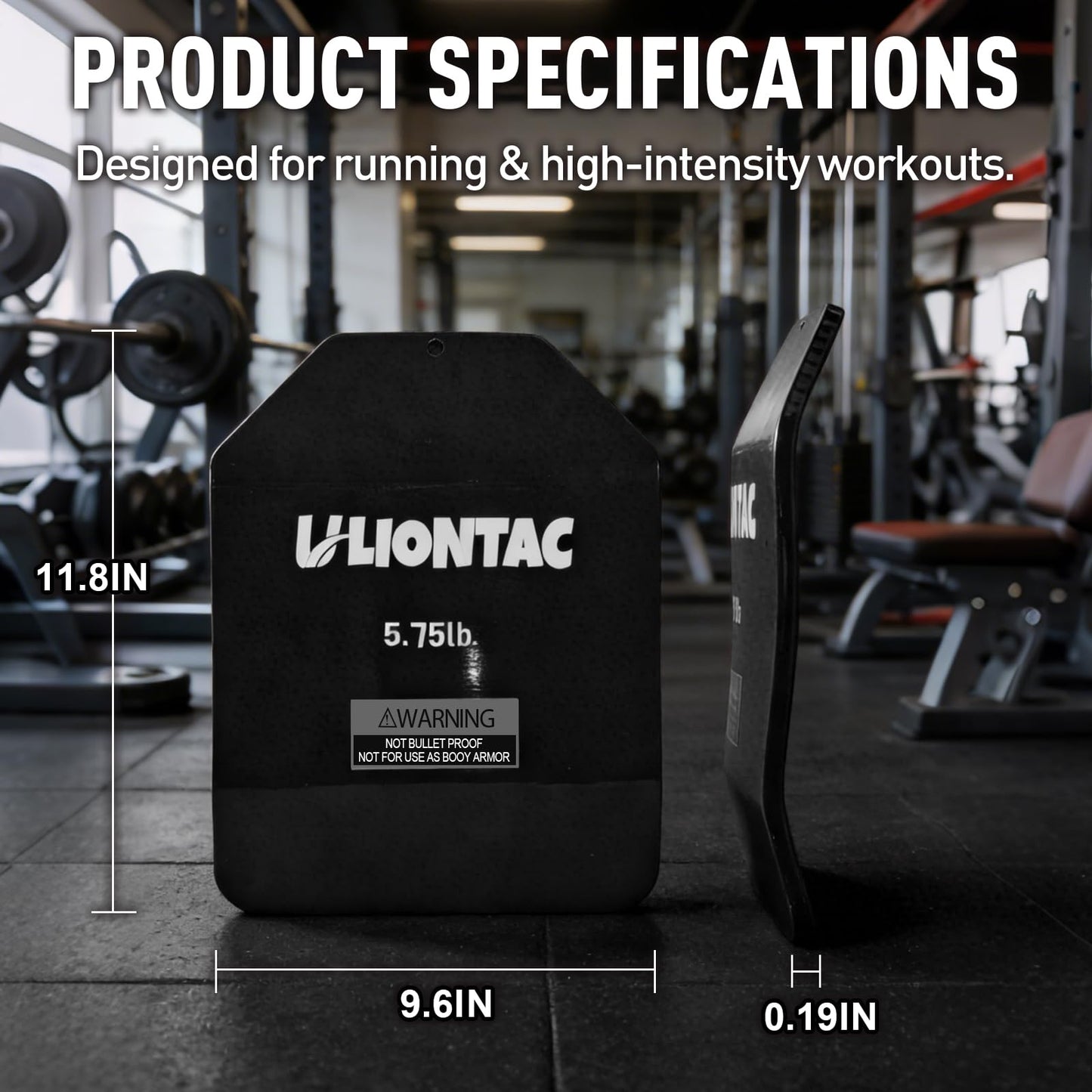 ULIONTAC Curved Weight Vest Plates - Pair of 5.75lb Hexagon Tactical Vest Plates for Weight Vest, Fixed Weight Plates for Training, Home Gym Workout 12x10 inch (5.75lb, Black)