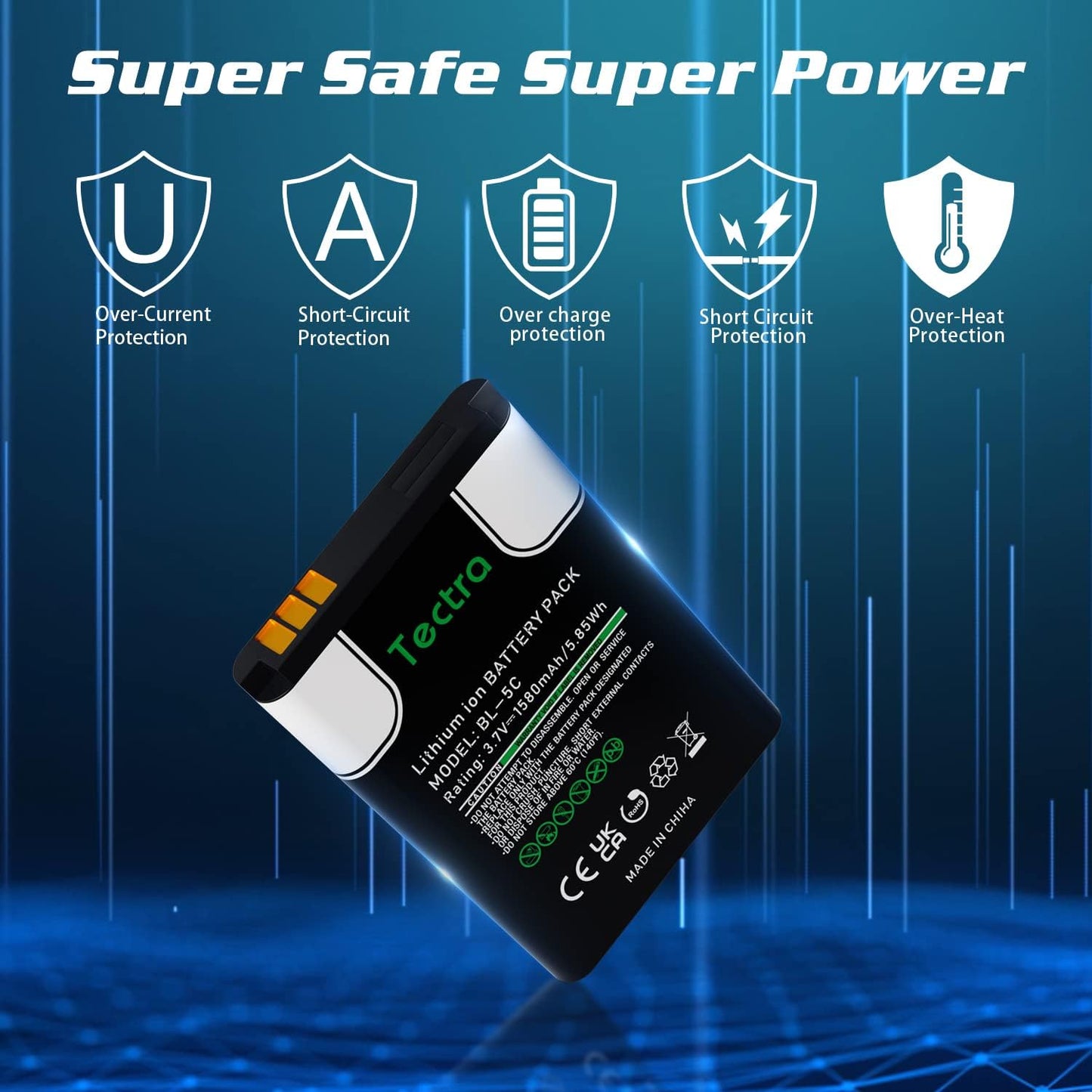 Tectra 2-Pack BL-5C 1580mAh Rechargeable Batteries