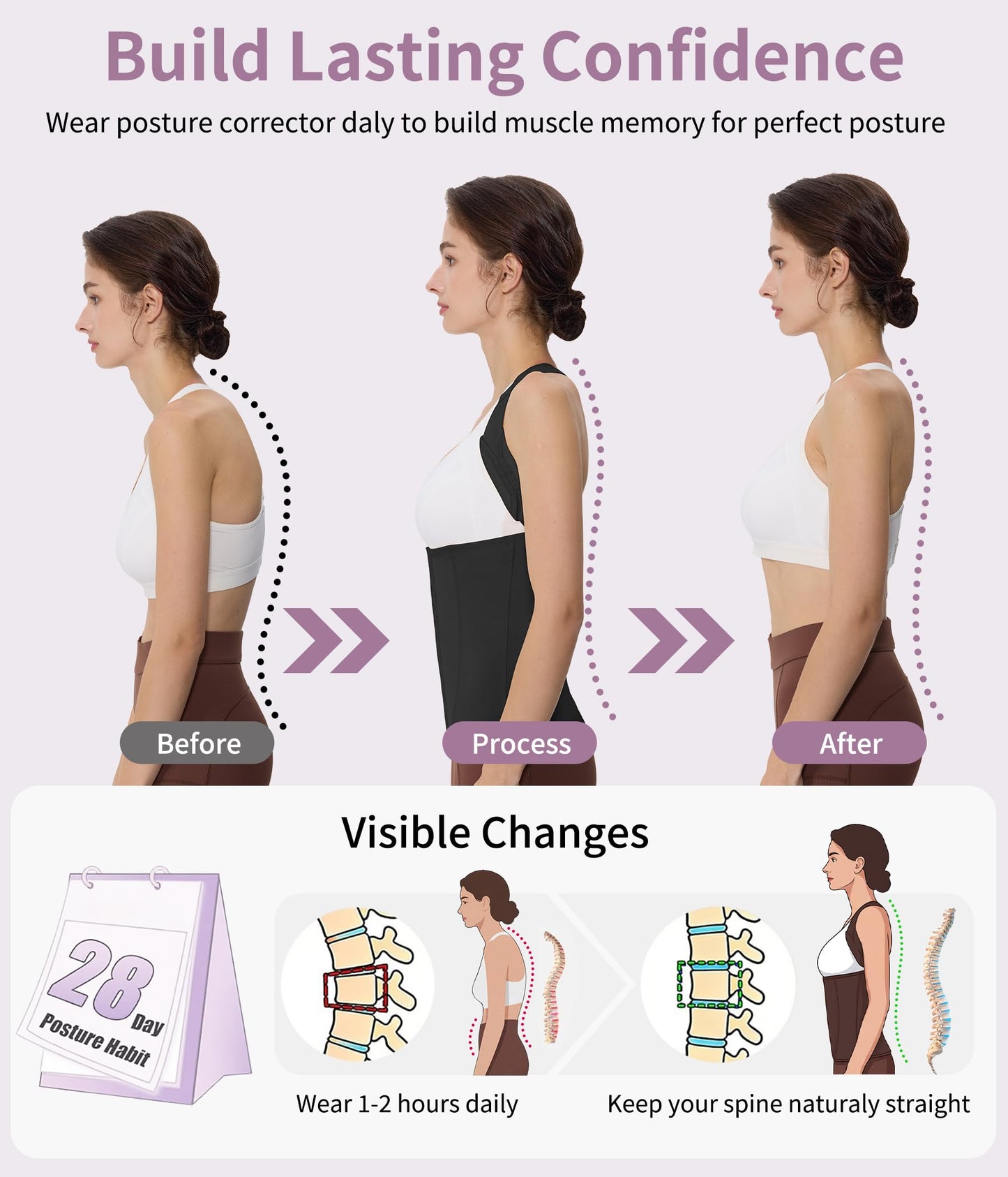 YERKOAD Back Brace Waist Trainer for Women Back Straightener Posture Corrector Adjustable Full Back Support Brace 3X-Large Black