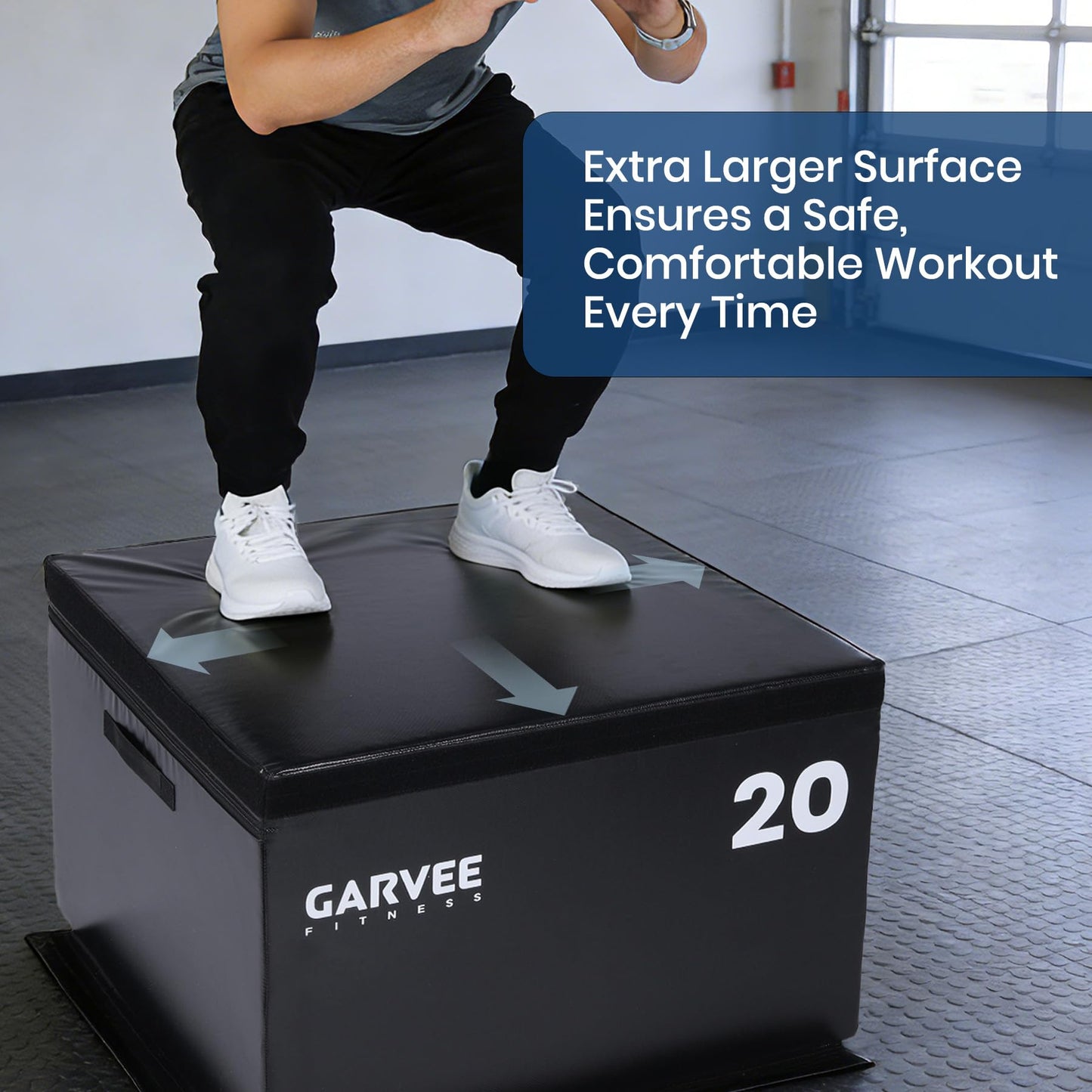 Garvee Stackable Plyo Box 20 Inch, Adjustable Plyometric Jump Box, Soft Foam Step Up Boxes for Home Gym Workouts, Soft Plyo Box for Professional Strength, HIIT, Step-Ups, and Agility Training