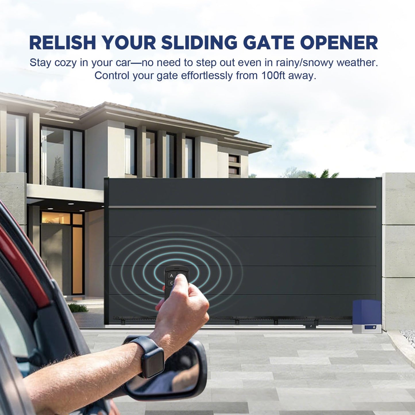 Automatic Sliding Gate Opener 2700lb with 550W Rack Drive Electric Gate Motor for Heavy Driveway Slide Gates with 2 Remote Controls, Infrared Sensor & Nylon Gear Rack
