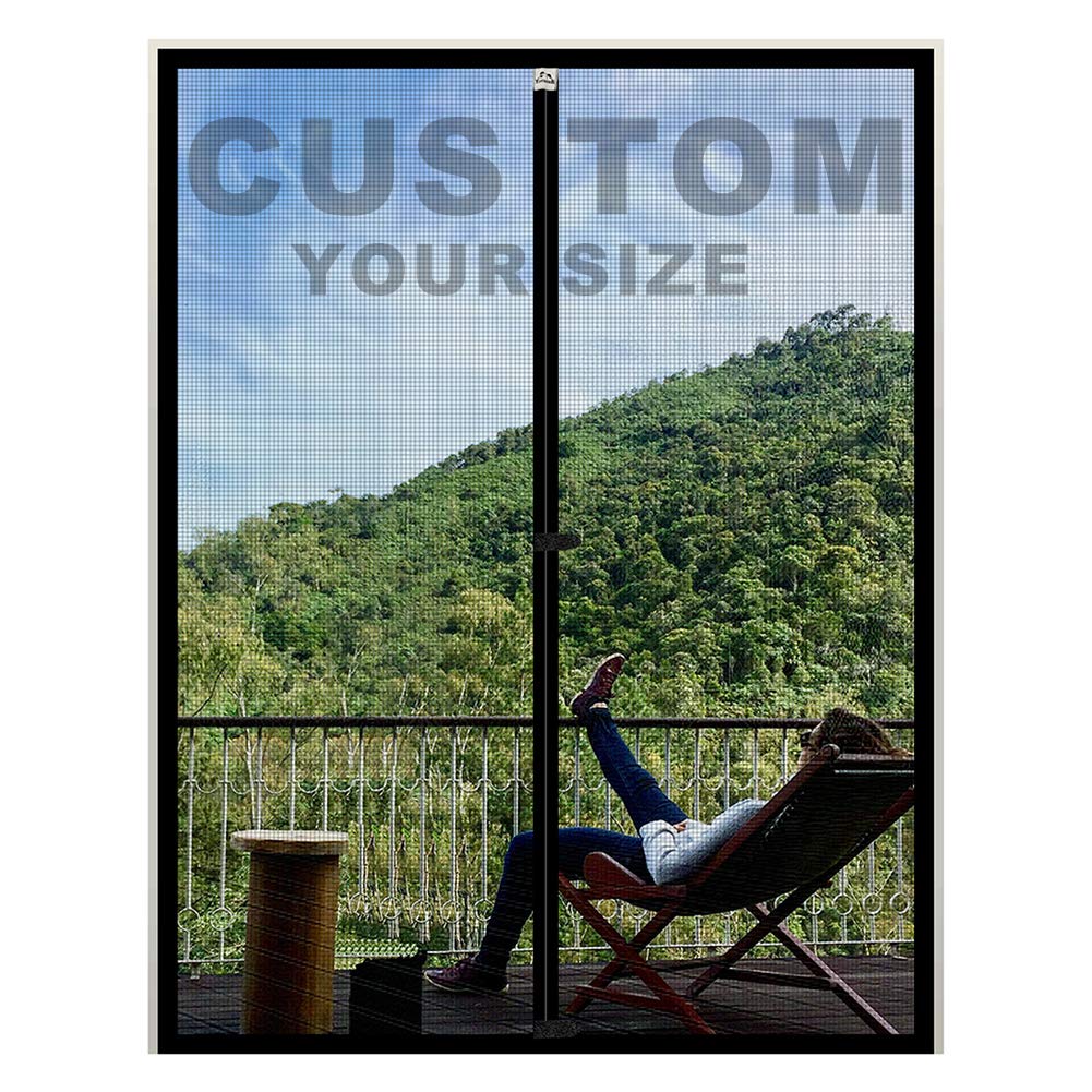 Yotache Customized Magnetic Screen for Door Size 25" - 35" Width, Reinforced Polyester Net Curtain for Back Walk Through Door