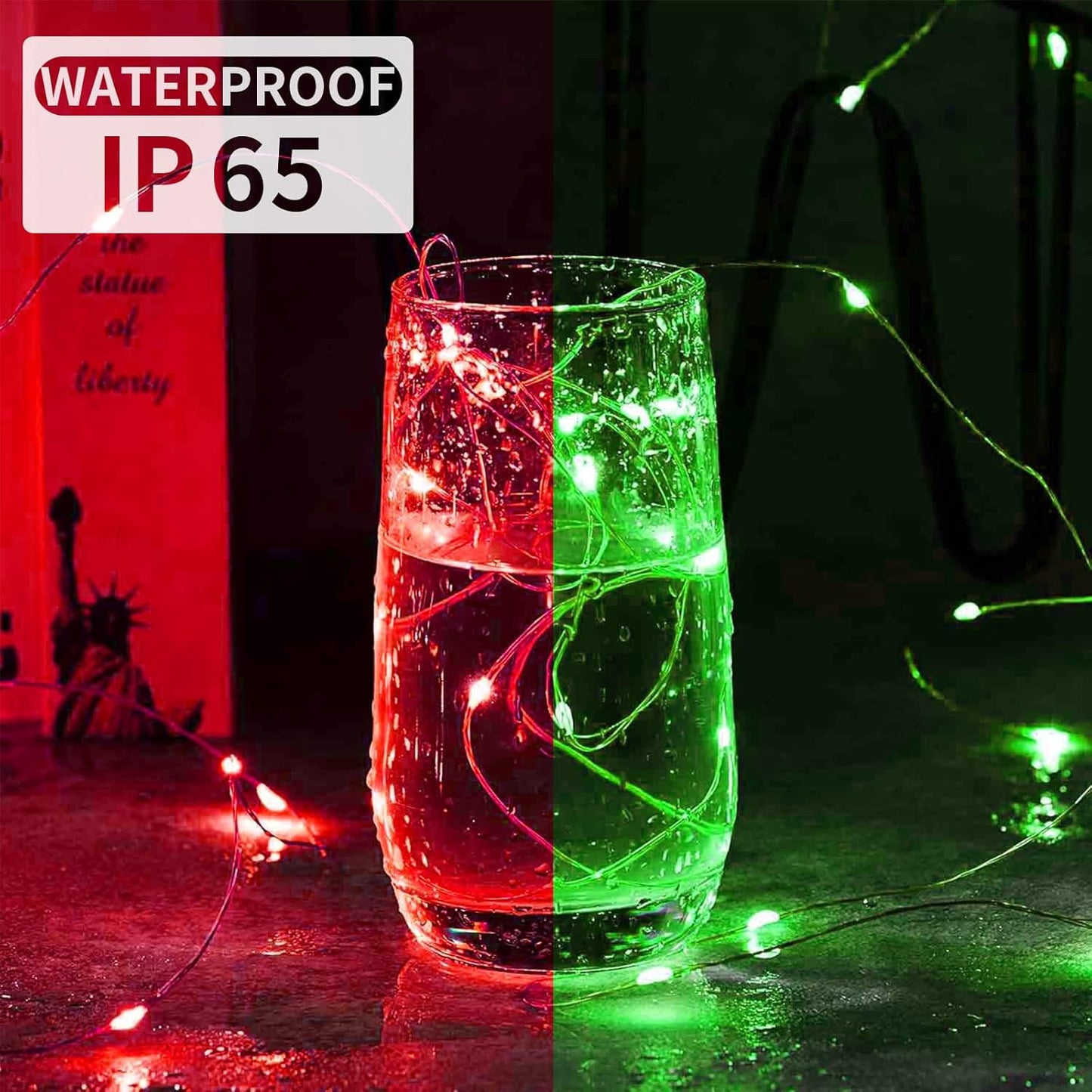 Skiennix 50 Pack Fairy Lights - 7Ft 20 LED Twinkle String Lights | Waterproof & Battery Operated for Parties, Weddings, Christmas & More - Red & Green