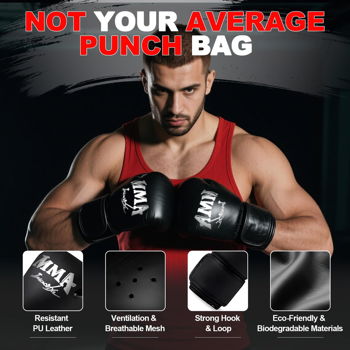 Punching Bag Set for Adults, 4FT Oxford Heavy Boxing Bag Set with 12 OZ Boxing Gloves, Suitable for MMA Karate Kickboxing Boxing Muay Thai Training at Home or Gym - Unfilled Heavy Bag