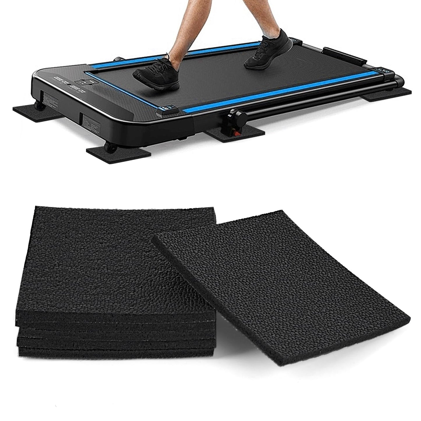 6 Pack Treadmill Mat Pads, Exercise Equipment Mat for Floor Protection, High Density Anti Vibration Pad for Treadmill, Walking Pad, Exercise Bike, Washing Machine and Floor Protection