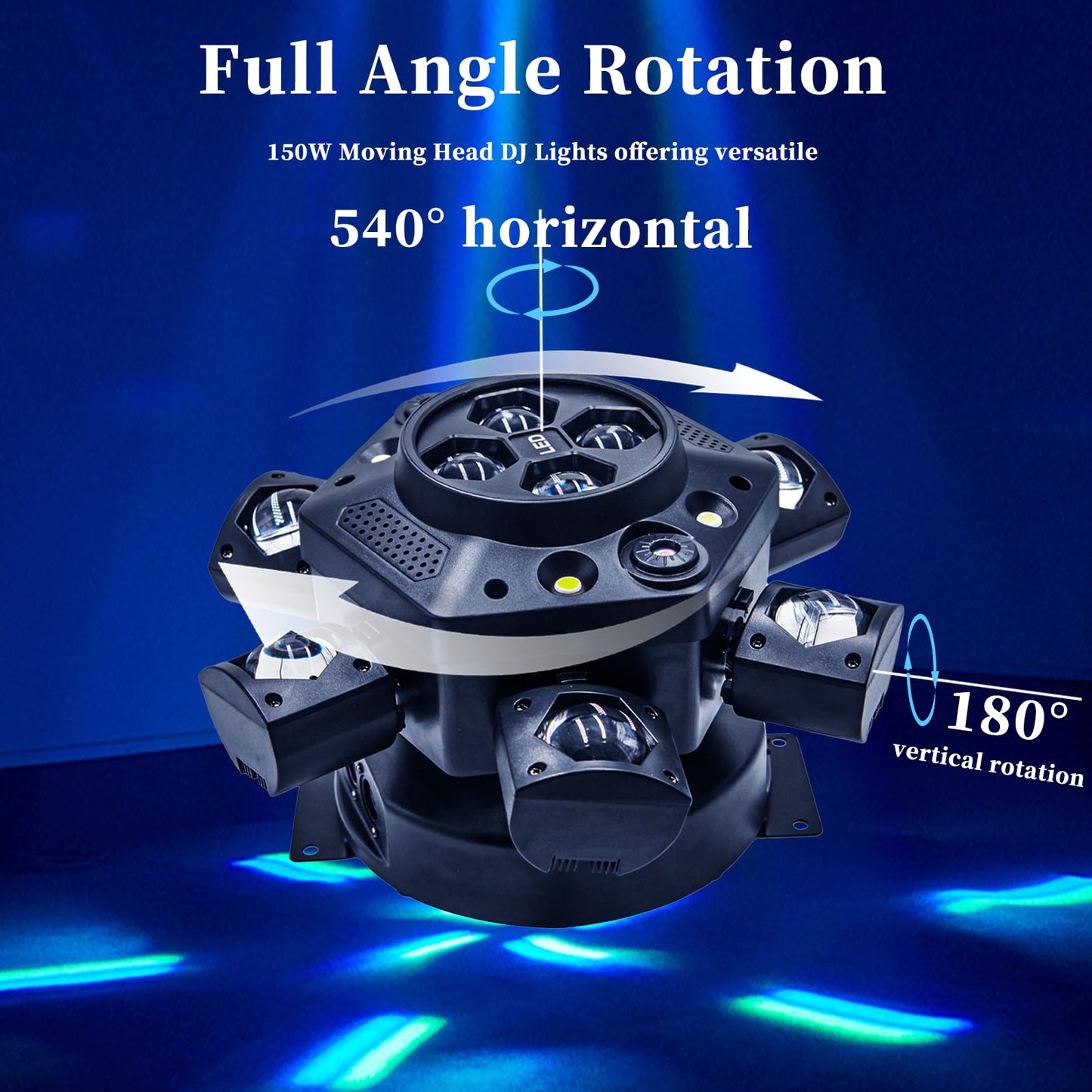 LED Six Arms Effect Light, Moving Head DJ Lights 150W DJ Laser Light 6 Arms Party Lights RGBW 4 in1, DMX512 Sound Activated with Mixed Stage Lighting Effects for Parties Disco Club Bar KTV Wedding