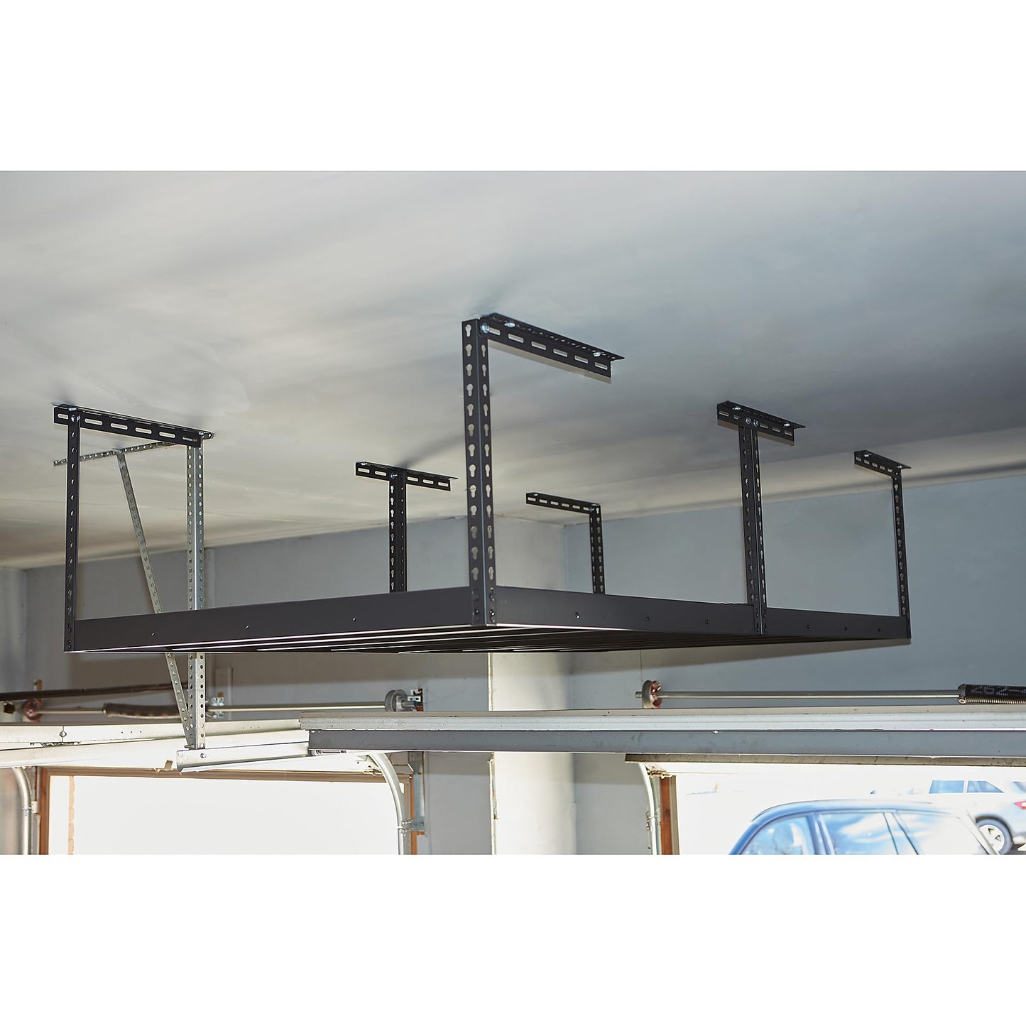 Klutch Overhead Garage Storage Rack — Adjustable Height, 96in.L x 48in.D x 23–37in.H