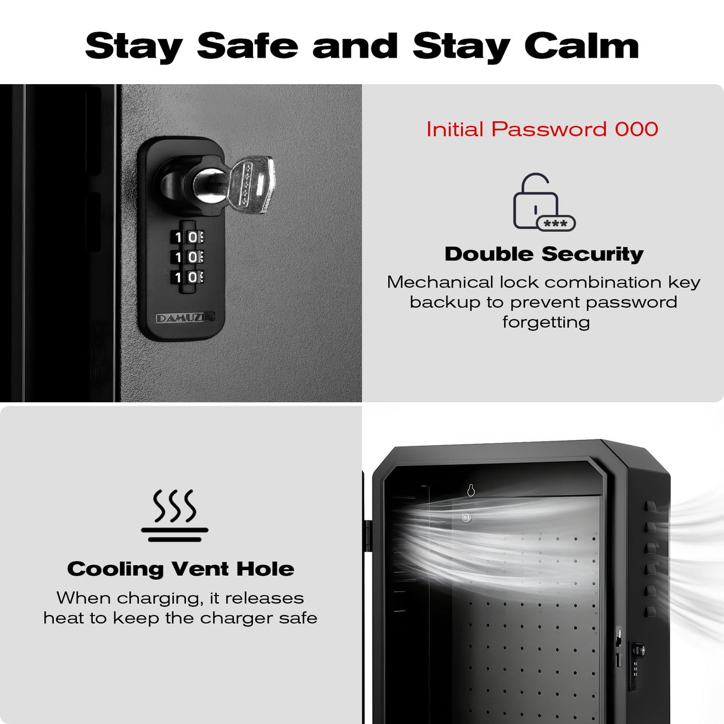 QLYYOPSK EV Charger Lock Box, Waterproof Outdoor Wall Station Enclosure, IP65 Weatherproof, 23'' x 16'' x 9'', Steel with Acrylic Window, Combination Lock & Cable Holder, for Level 2 EV Charger
