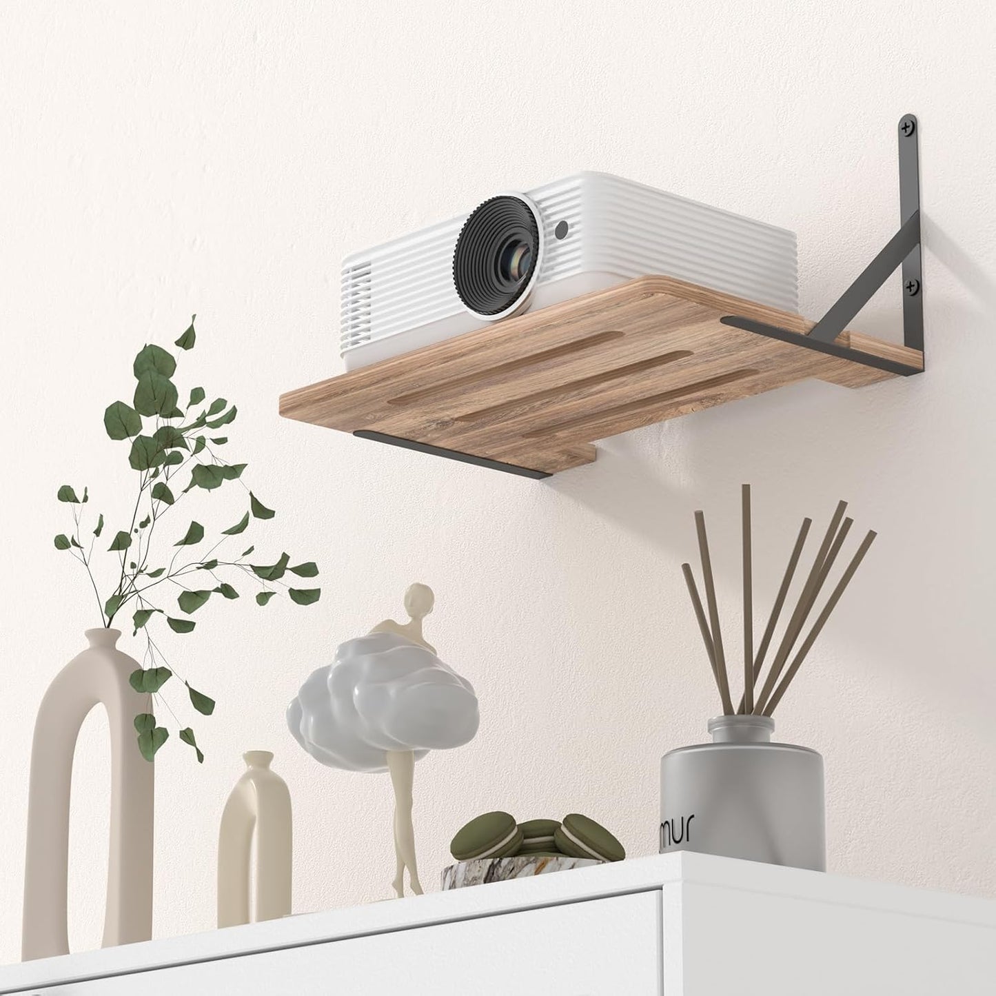Ztounk 11.81" 7.87" PS5 Projector Wall Mount Shelf, x Floating Shelf for Projector, Router, Modem, Cable Box, Xbox